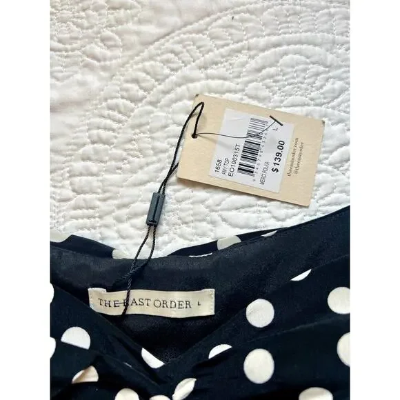 NWT East Order Merci Polka Dot Long Sleeve Top Black/White, Womens Size Large - Picture 3 of 5